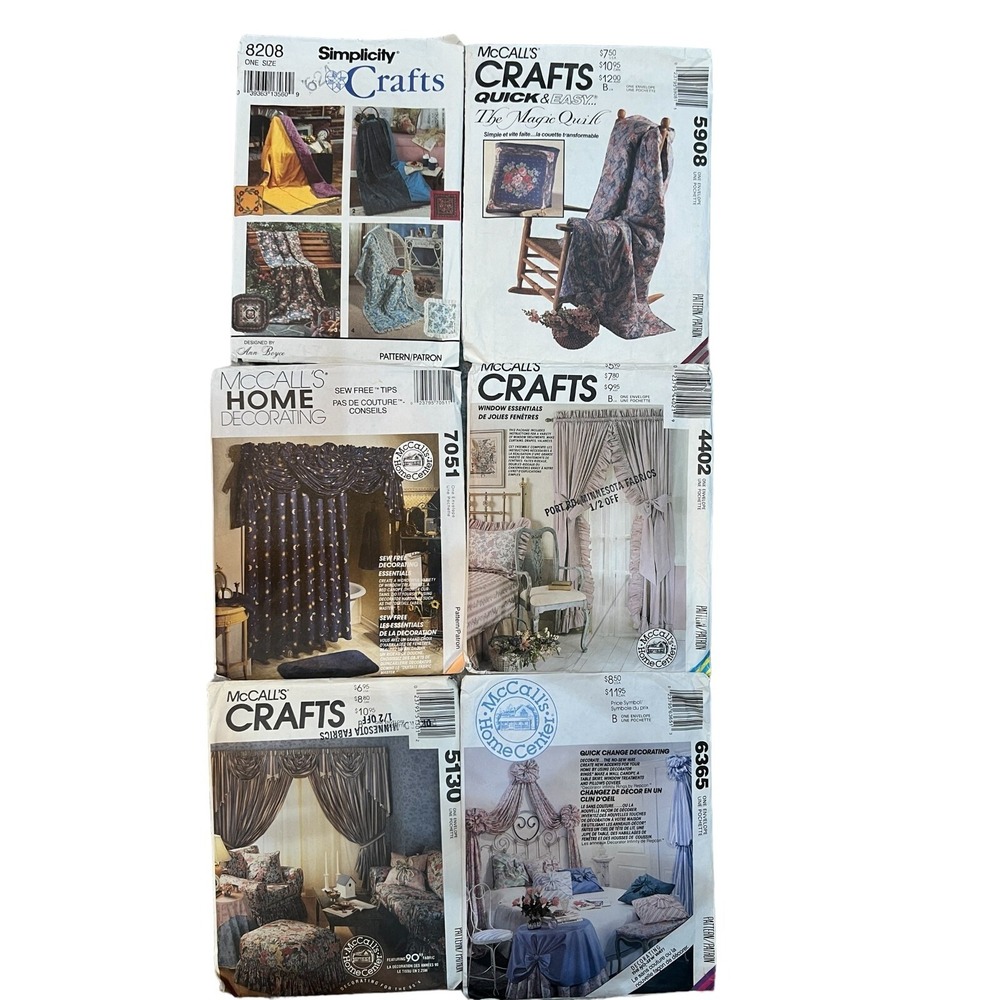 Vtg 6 Simplicity & McCall's Craft Patterns Quilt Window‎ Treatments